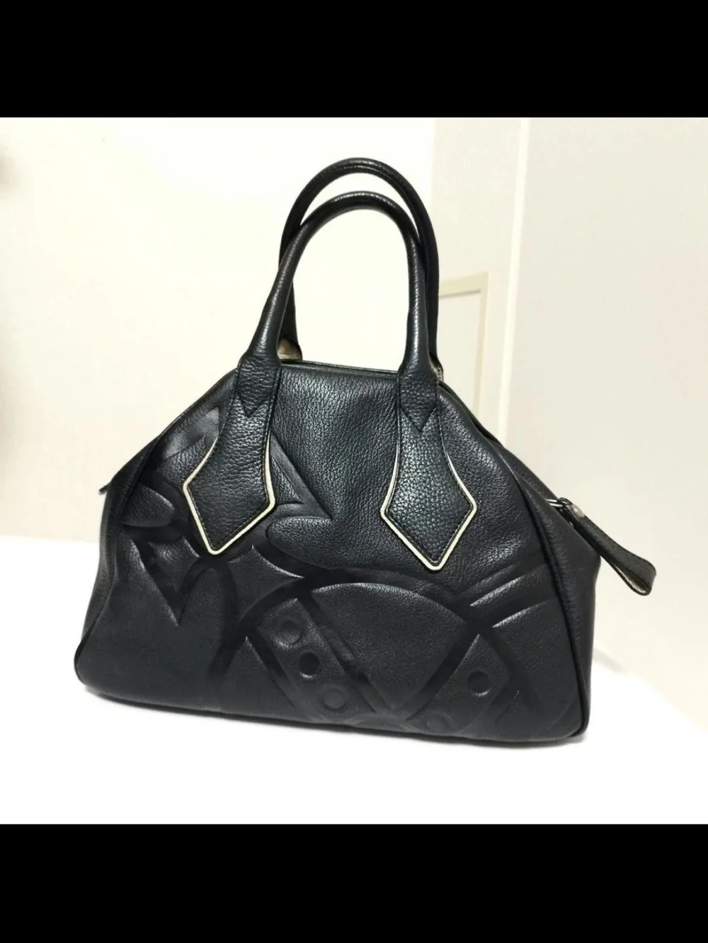 Vivienne Westwood Black Embossed Leather Satchel